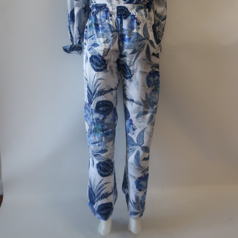 NWT Womens Bululu Espanola Blue Blouse, Aruba Elephant Satin Pants M Set - Picture 9 of 13